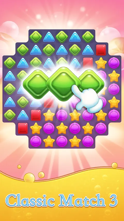 Candy Blast Jigsaw Puzzle classic match-3 board cut into a jigsaw-like silhouette