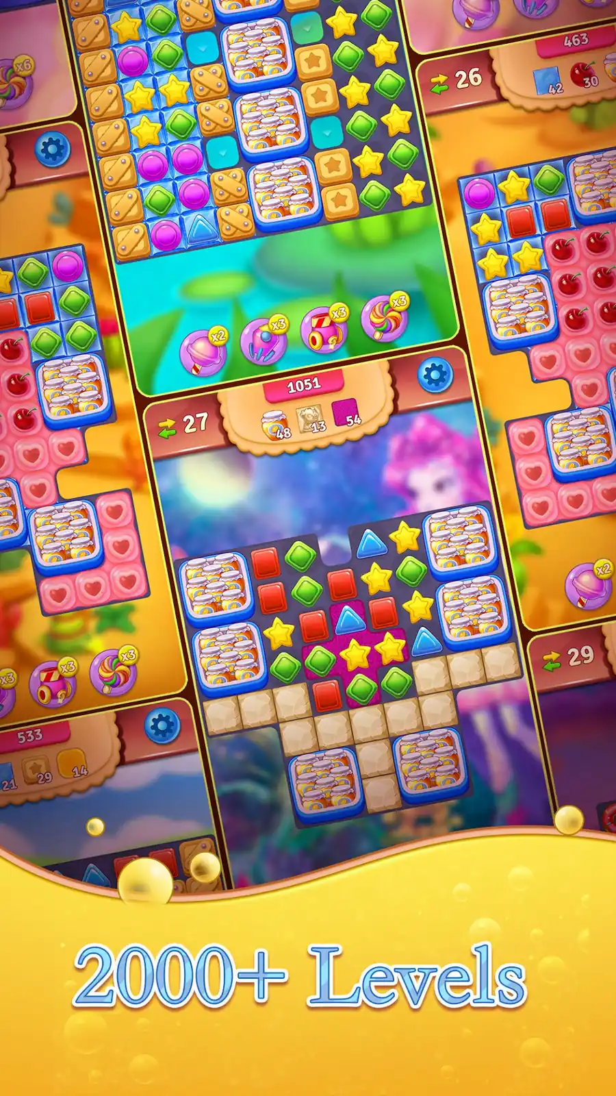 Candy Blast Jigsaw Puzzle level map screen showing a 2000+ levels badge