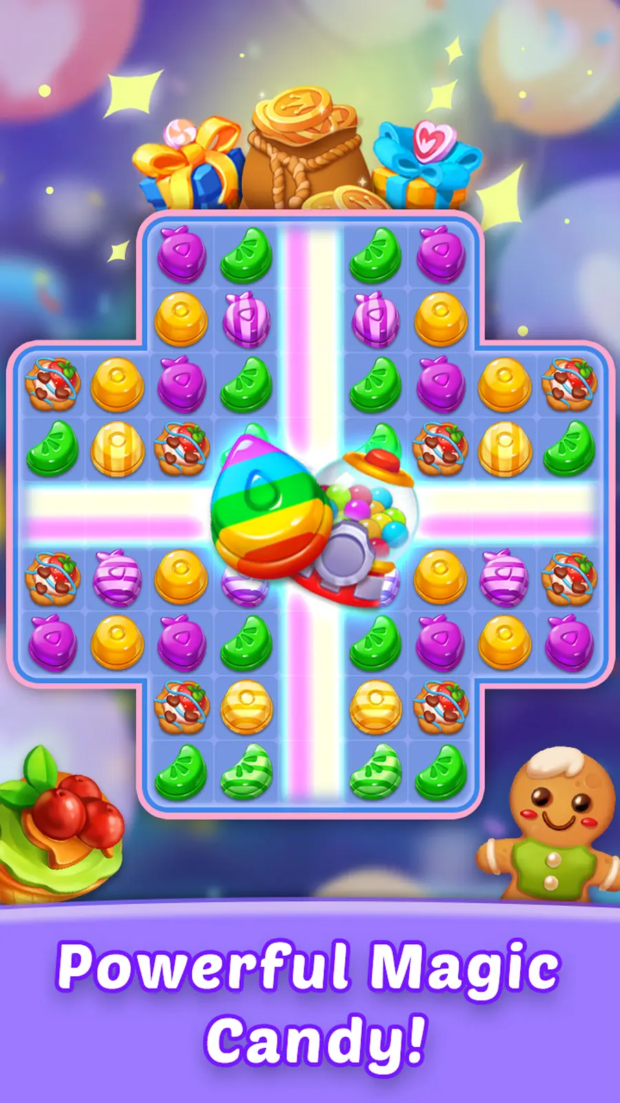 Candy Fever Smash bakery reward screen with a two-tier cake booster